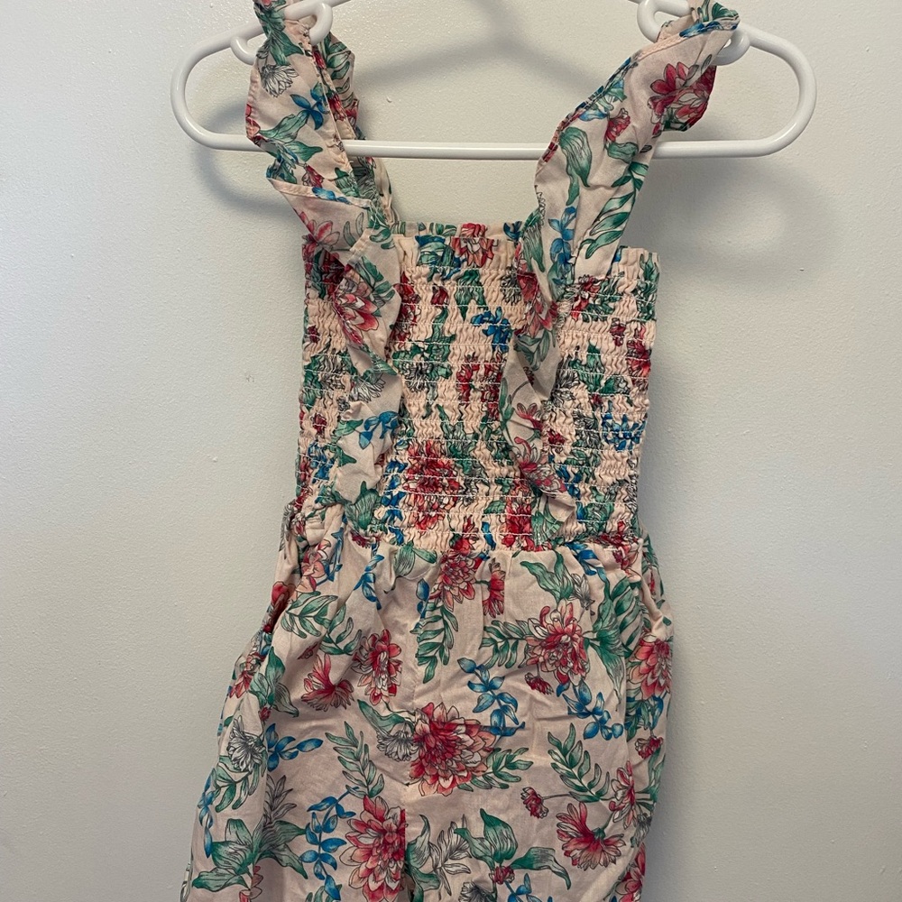 Janie and Jack - Light Pink Floral Smocked Romper -  2T
